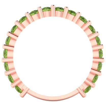 1.44 cttw Natural Peridot Round Cut Rose Gold Eternity Wedding Band
