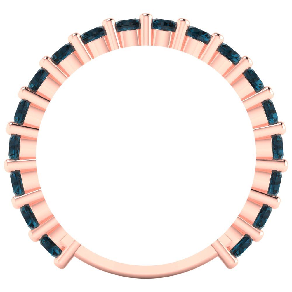 1.44 cttw Natural London Blue Topaz Round Cut Rose Gold Eternity Wedding Band