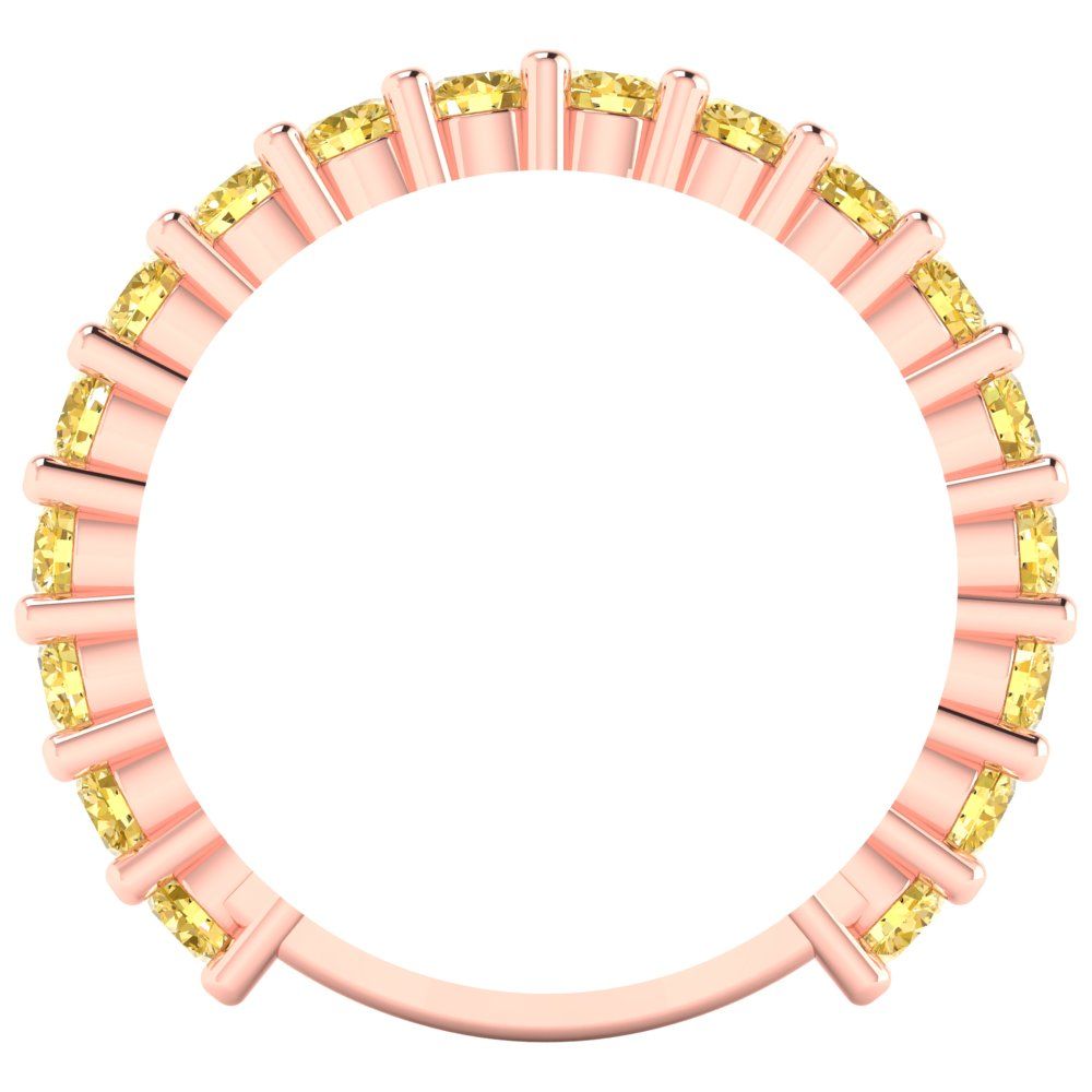 1.44 cttw Simulated Yellow Diamond Round Cut Rose Gold Eternity Wedding Band