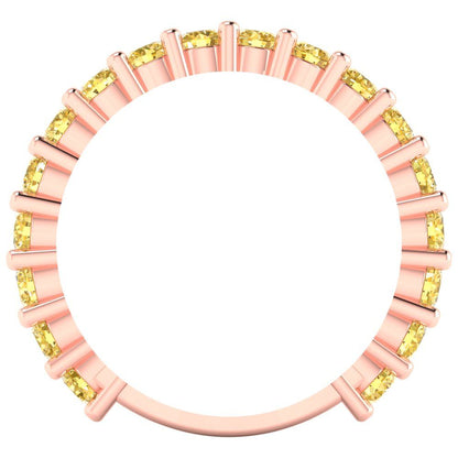 1.44 cttw Simulated Yellow Diamond Round Cut Rose Gold Eternity Wedding Band