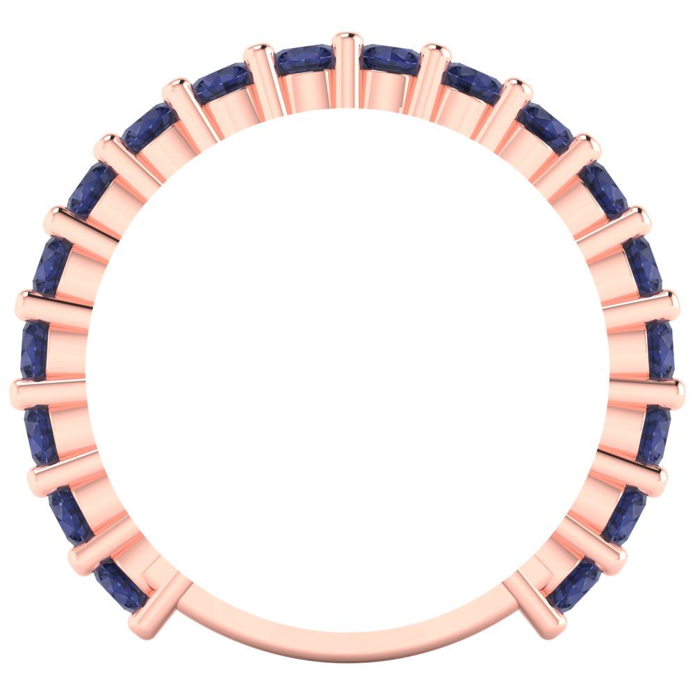 1.44 cttw Simulated Blue Sapphire Round Cut Rose Gold Eternity Wedding Band
