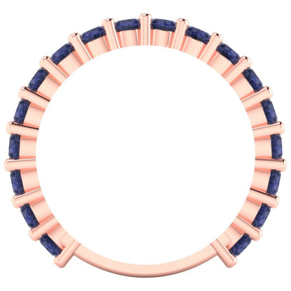 1.44 cttw Simulated Blue Sapphire Round Cut Rose Gold Eternity Wedding Band