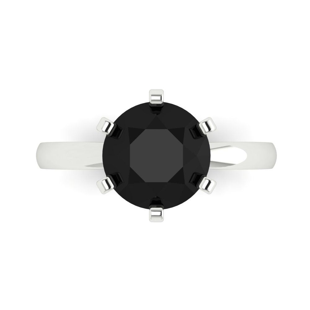 3 cttw Natural Onyx Solitaire  Engagement Ring - Solid Gold (Round Cut,9mm)