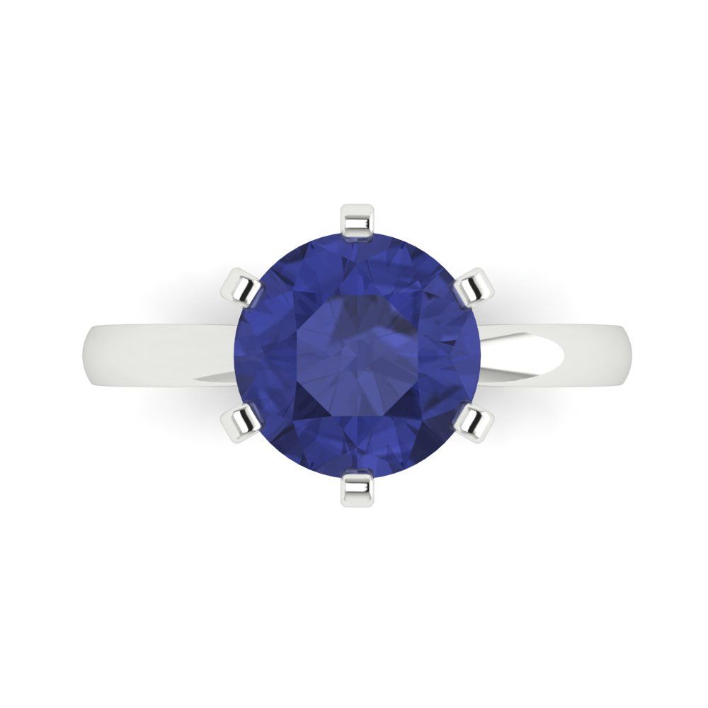 3 cttw Simulated Tanzanite Solitaire  Engagement Ring - Solid Gold (Round Cut,9mm)