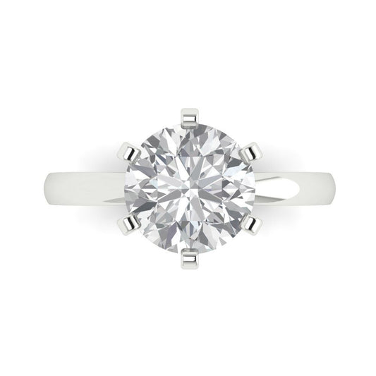 3 cttw Moissanite Solitaire  Engagement Ring - Solid White Gold (VVS1, Round Cut,9mm)