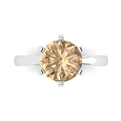 3 cttw Yellow Moissanite Solitaire  Engagement Ring - Solid Gold (Round Cut,9mm)