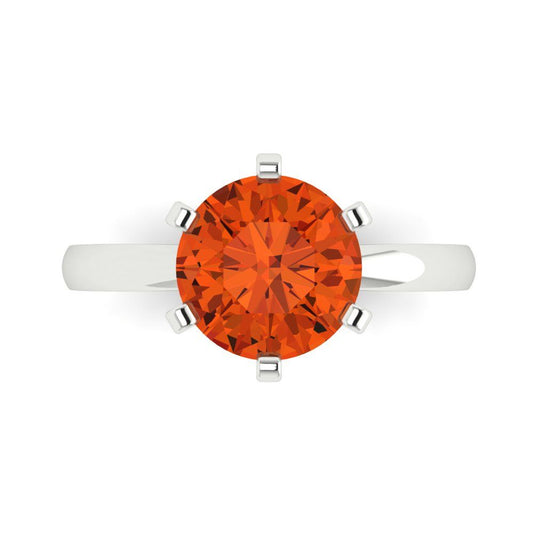 3 cttw Zirconia Simulated Red Diamond Solitaire  Engagement Ring - Solid White Gold (VVS1, Round Cut,9mm)