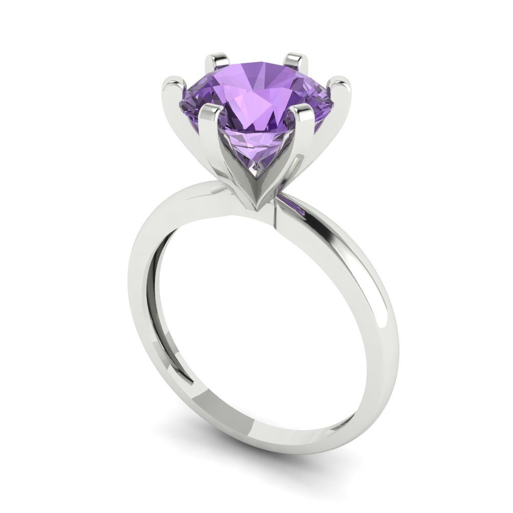 3 cttw Simulated Alexandrite Solitaire  Engagement Ring - Solid Gold (Round Cut,9mm)