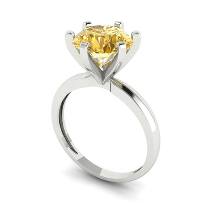 3 cttw Natural Citrine Solitaire  Engagement Ring - Solid Gold (Round Cut,9mm)