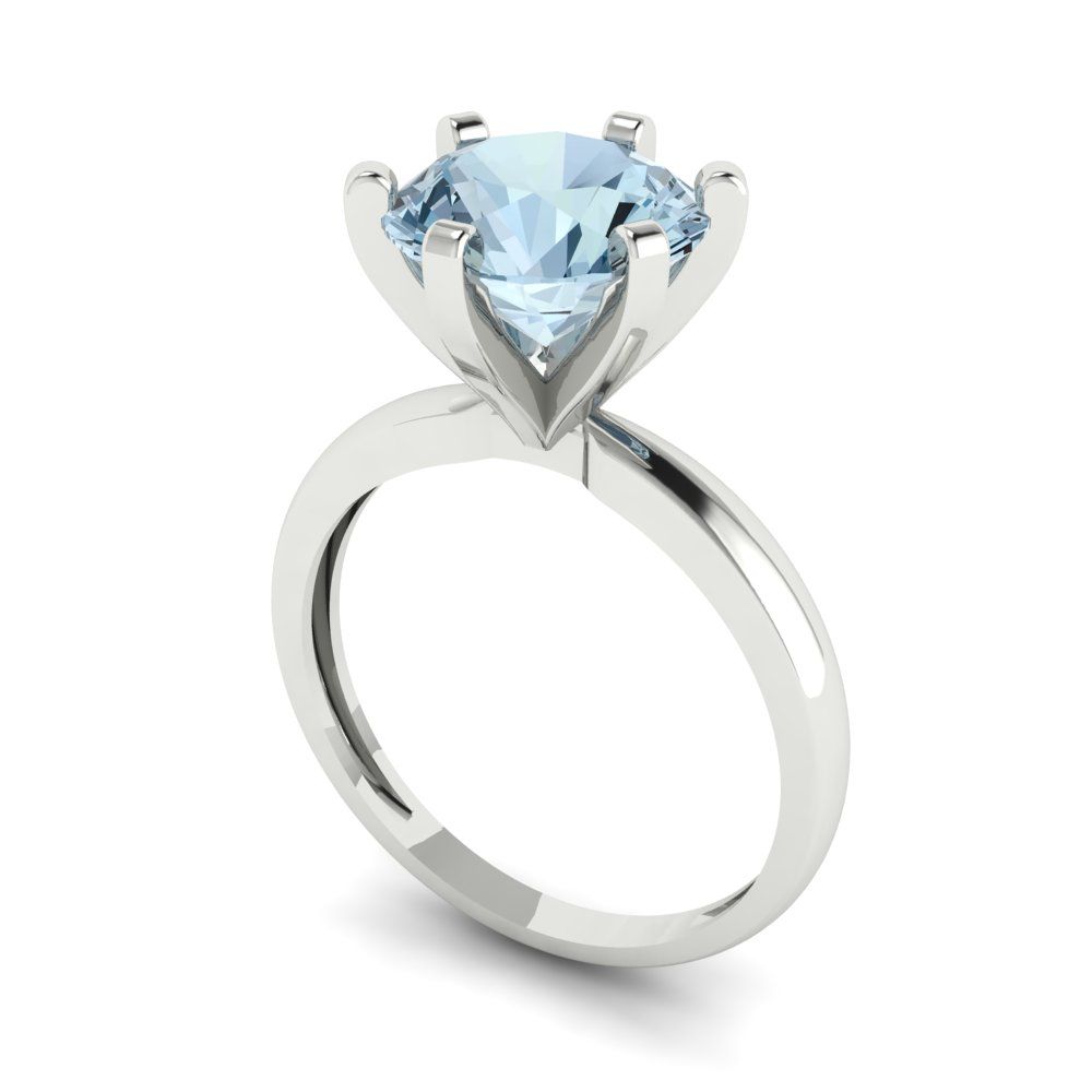 3 cttw Zirconia Simulated Blue Diamond Solitaire  Engagement Ring - Solid Gold (VVS1, Round Cut,9mm)