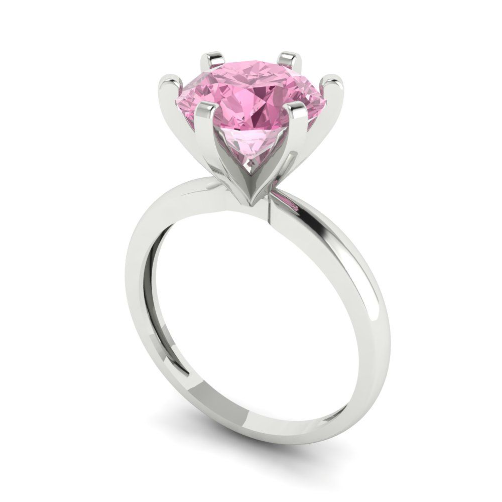 3 cttw Zirconia Simulated Pink Diamond Solitaire  Engagement Ring - Solid Gold (VVS1, Round Cut,9mm)