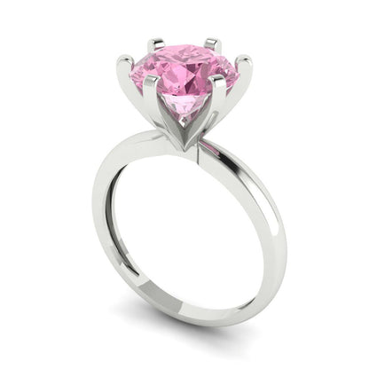 3 cttw Zirconia Simulated Pink Diamond Solitaire  Engagement Ring - Solid Gold (VVS1, Round Cut,9mm)