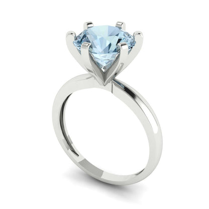 3 cttw Natural Sky Blue Topaz Solitaire  Engagement Ring - Solid Gold (Round Cut,9mm)