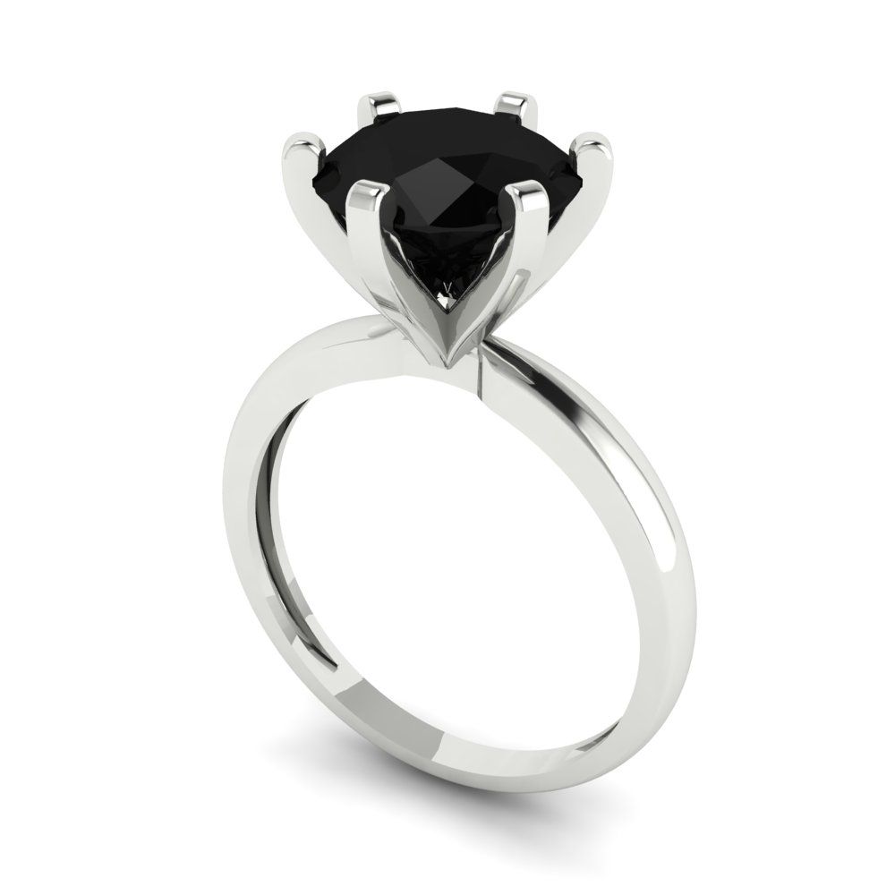 3 cttw Natural Onyx Solitaire  Engagement Ring - Solid Gold (Round Cut,9mm)