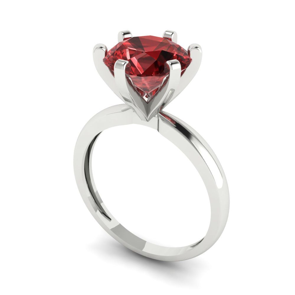 3 cttw Natural Garnet Solitaire  Engagement Ring - Solid Gold (Round Cut,9mm)