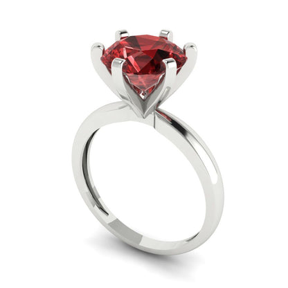3 cttw Natural Garnet Solitaire  Engagement Ring - Solid Gold (Round Cut,9mm)