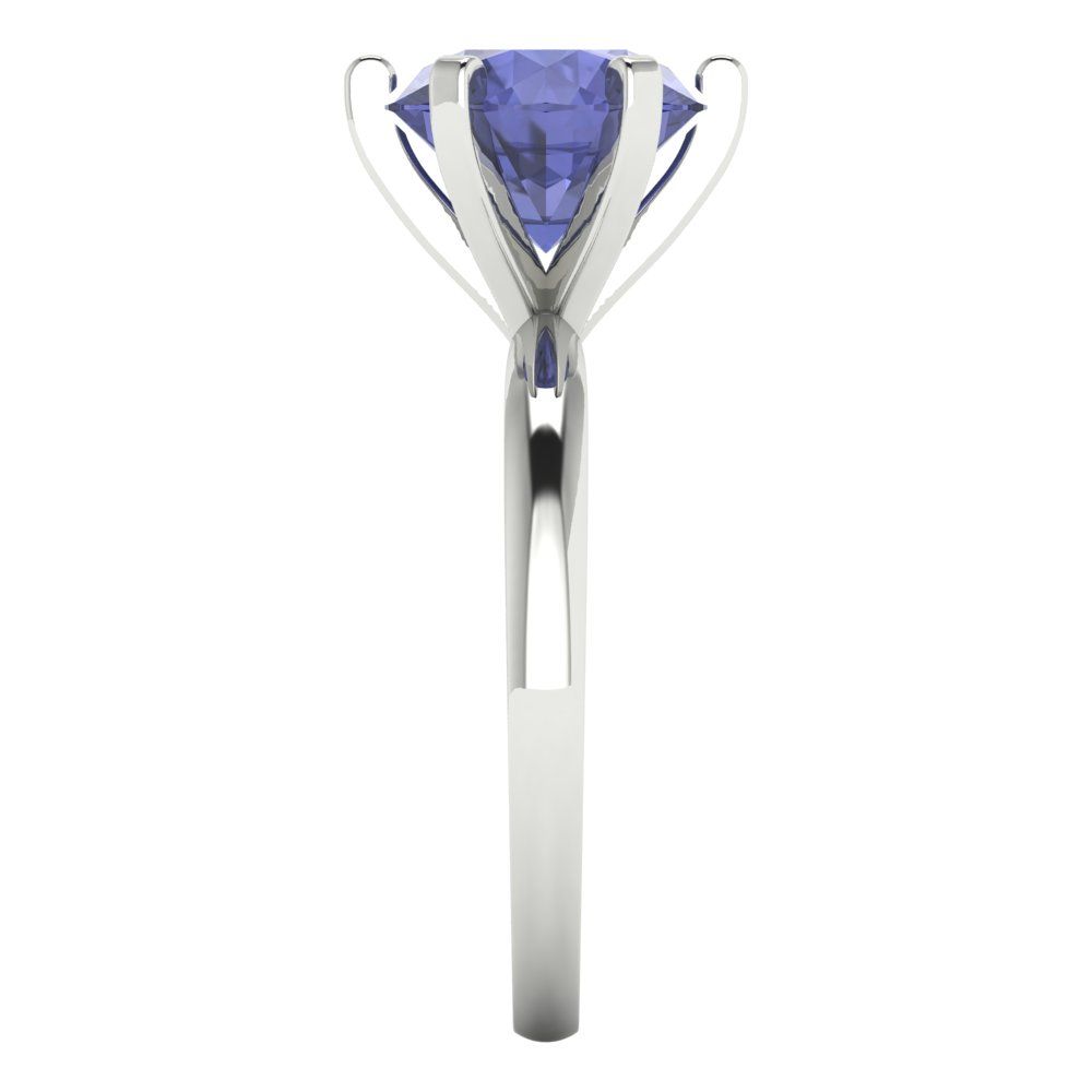 3 cttw Simulated Tanzanite Solitaire  Engagement Ring - Solid Gold (Round Cut,9mm)