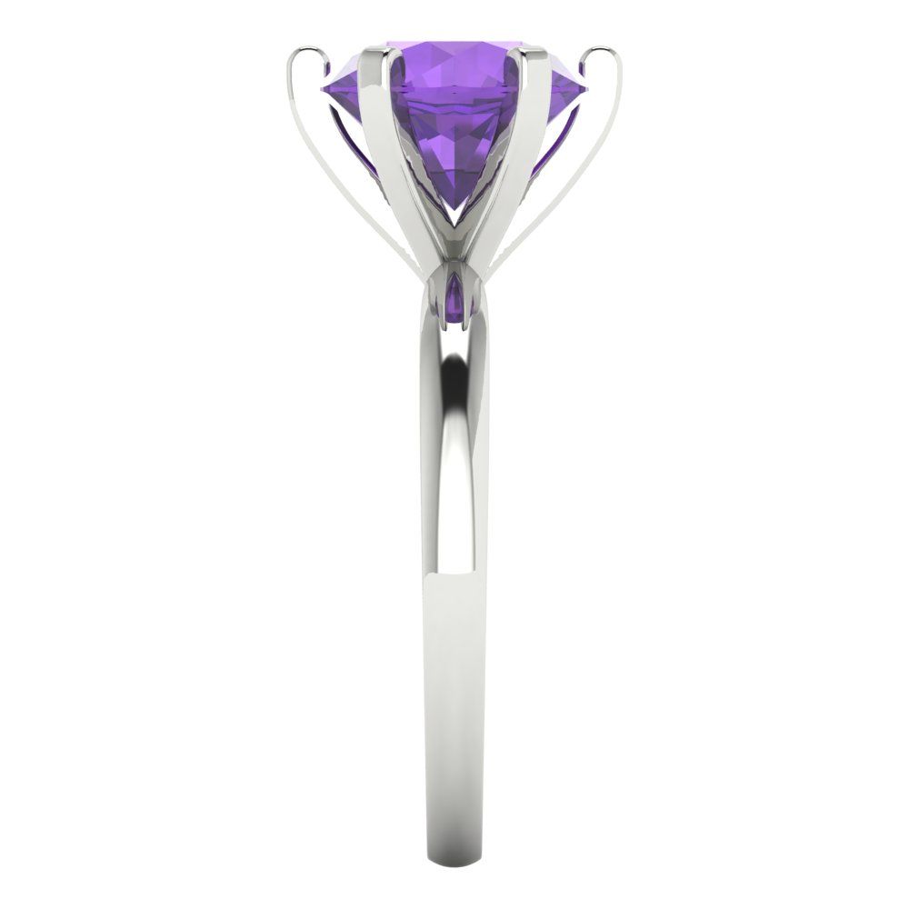 3 cttw Natural Amethyst Solitaire  Engagement Ring - Solid Gold (Round Cut,9mm)