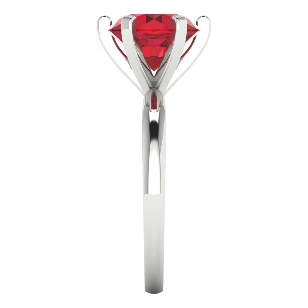 3 cttw Simulated Ruby Solitaire  Engagement Ring - Solid White Gold (VVS1, Round Cut,9mm)