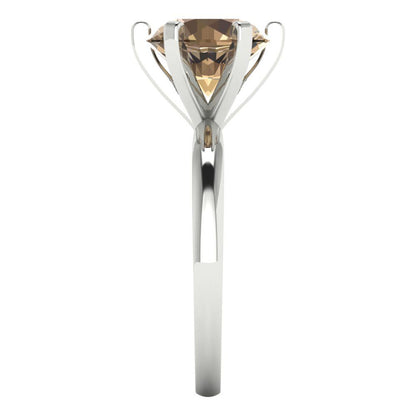 3 cttw Zirconia Simulated Champagne Diamond Solitaire  Engagement Ring - Solid Gold (VVS1, Round Cut,9mm)