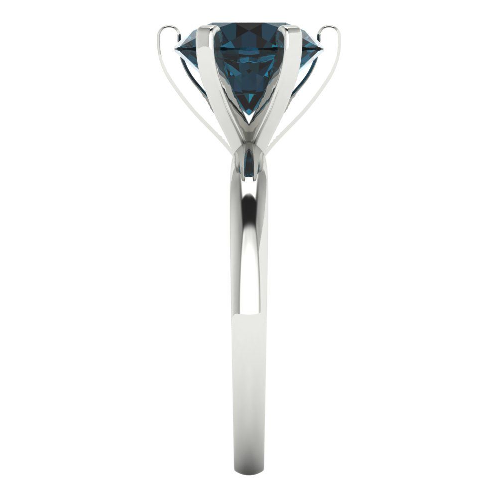 3 cttw Natural London Blue Topaz Solitaire  Engagement Ring - Solid Gold (Round Cut,9mm)