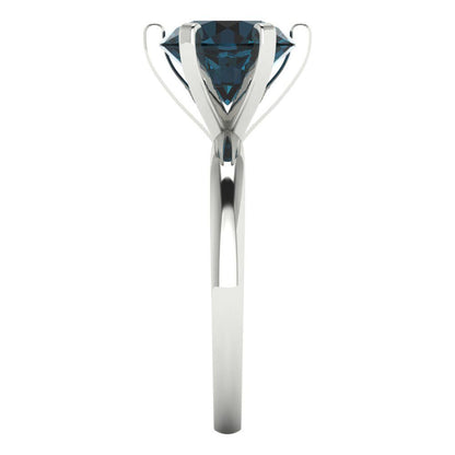 3 cttw Natural London Blue Topaz Solitaire  Engagement Ring - Solid Gold (Round Cut,9mm)