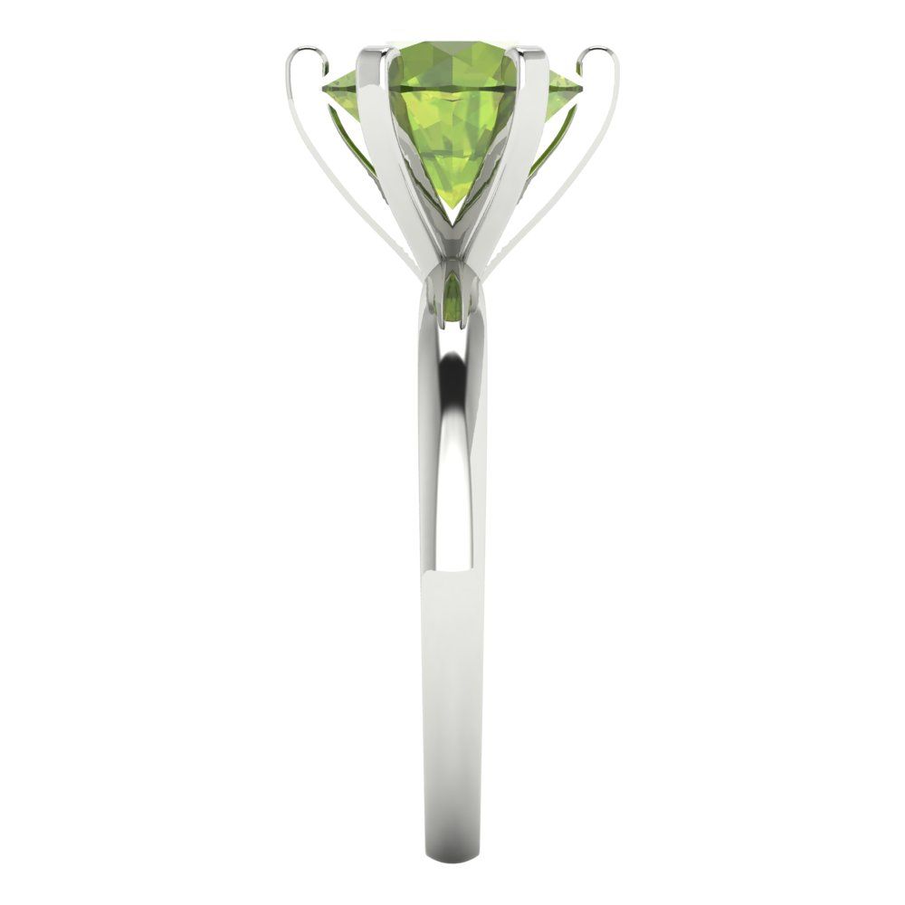 3 cttw Natural Peridot Solitaire  Engagement Ring - Solid Gold (Round Cut,9mm)