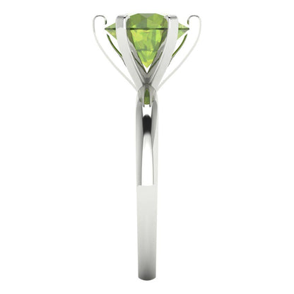 3 cttw Natural Peridot Solitaire  Engagement Ring - Solid Gold (Round Cut,9mm)