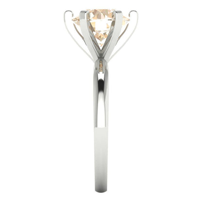 3 cttw Natural Morganite Solitaire  Engagement Ring - Solid Gold (Round Cut,9mm)