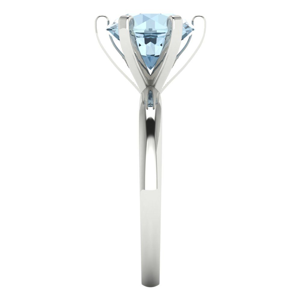 3 cttw Natural Swiss Blue Topaz Solitaire  Engagement Ring - Solid Gold (Round Cut,9mm)