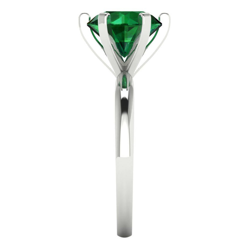 3 ct Brilliant Round Cut Simulated Emerald Stone White Gold Solitaire Ring