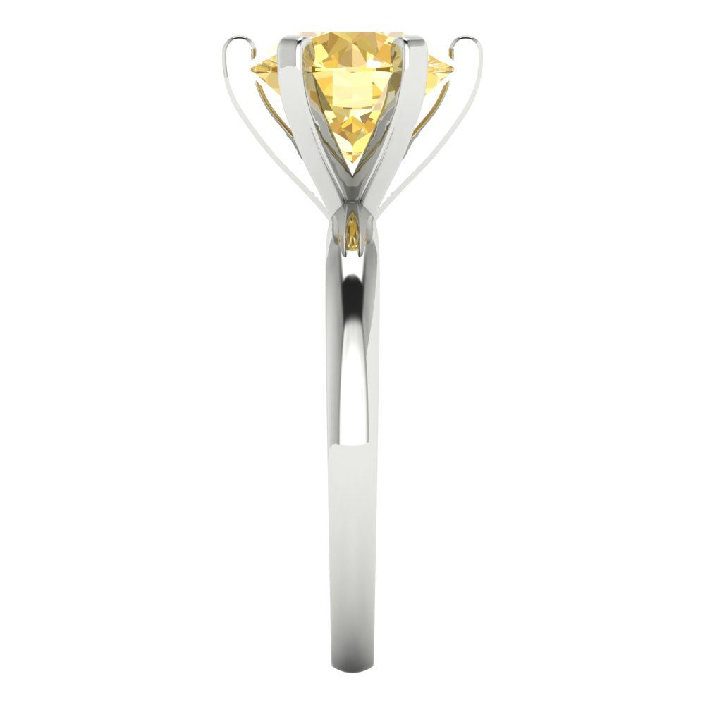 3 cttw Zirconia Simulated Yellow Diamond Solitaire  Engagement Ring - Solid Gold (VVS1, Round Cut,9mm)