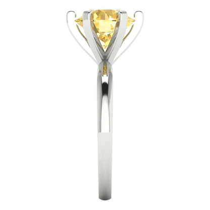 3 cttw Zirconia Simulated Yellow Diamond Solitaire  Engagement Ring - Solid Gold (VVS1, Round Cut,9mm)