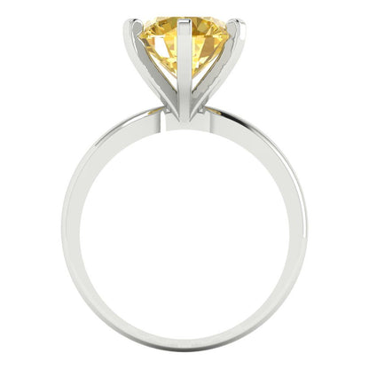 3 cttw Zirconia Simulated Yellow Diamond Solitaire  Engagement Ring - Solid Gold (VVS1, Round Cut,9mm)