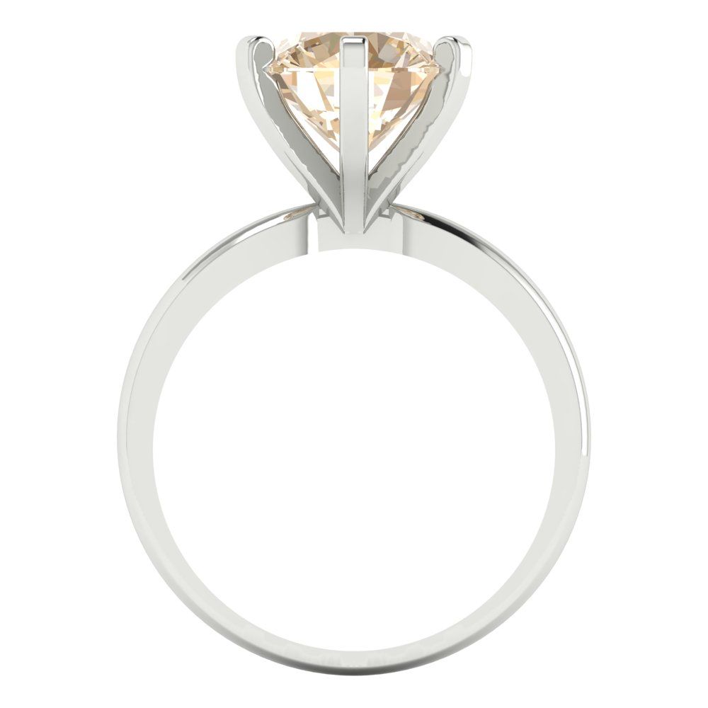 3 cttw Natural Morganite Solitaire  Engagement Ring - Solid Gold (Round Cut,9mm)