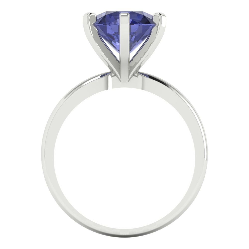 3 cttw Simulated Tanzanite Solitaire  Engagement Ring - Solid Gold (Round Cut,9mm)