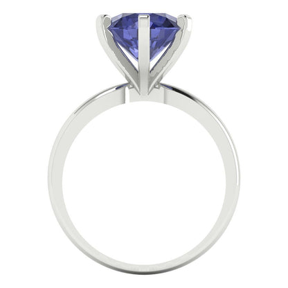 3 cttw Simulated Tanzanite Solitaire  Engagement Ring - Solid Gold (Round Cut,9mm)