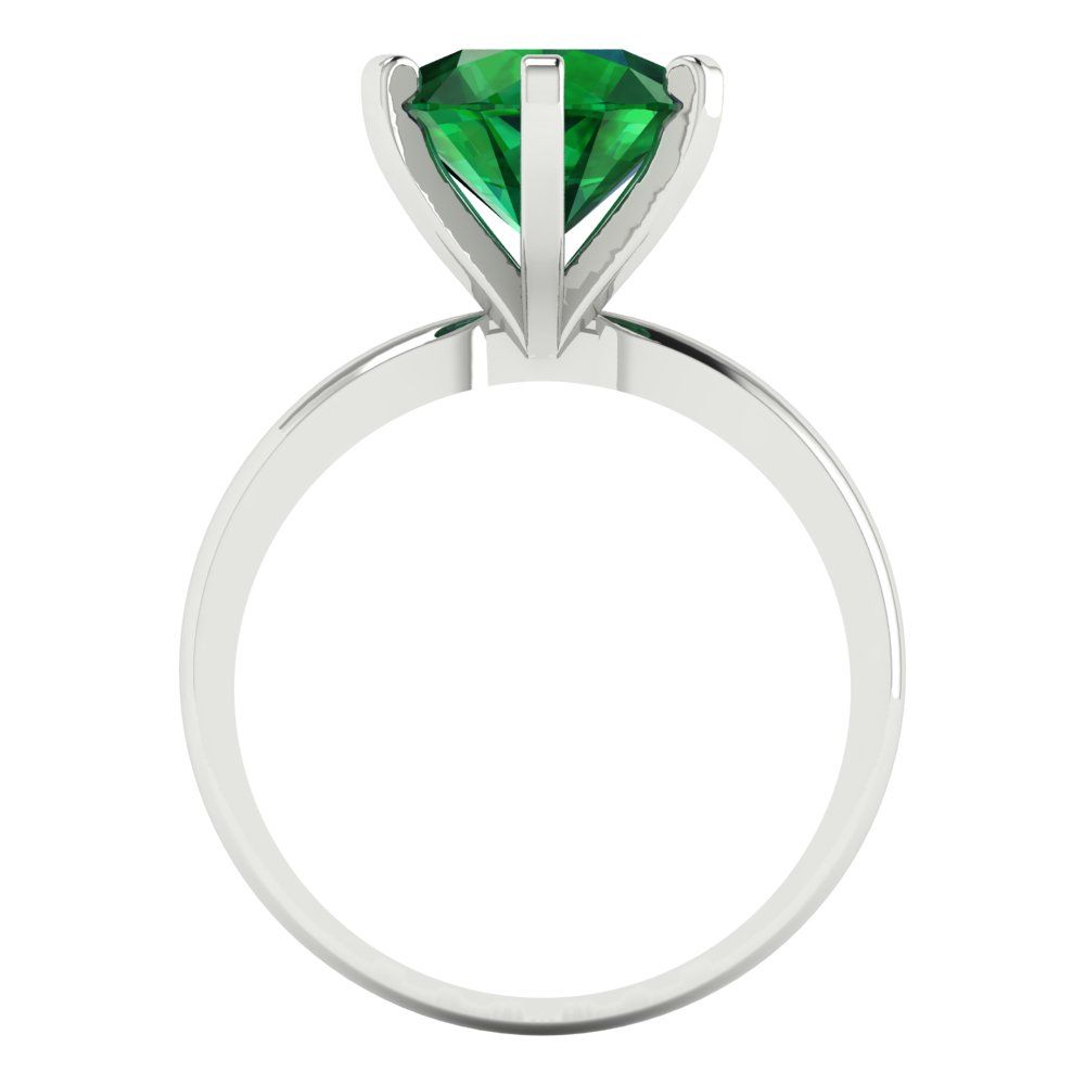 3 cttw Simulated Emerald Solitaire  Engagement Ring - Solid Gold (Round Cut,9mm)