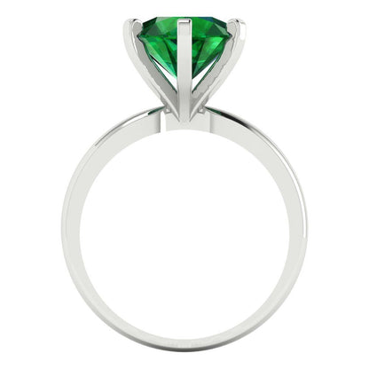 3 cttw Simulated Emerald Solitaire  Engagement Ring - Solid Gold (Round Cut,9mm)