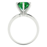 3 ct Brilliant Round Cut Simulated Emerald Stone White Gold Solitaire Ring