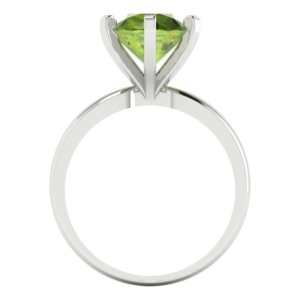 3 cttw Natural Peridot Solitaire  Engagement Ring - Solid Gold (Round Cut,9mm)