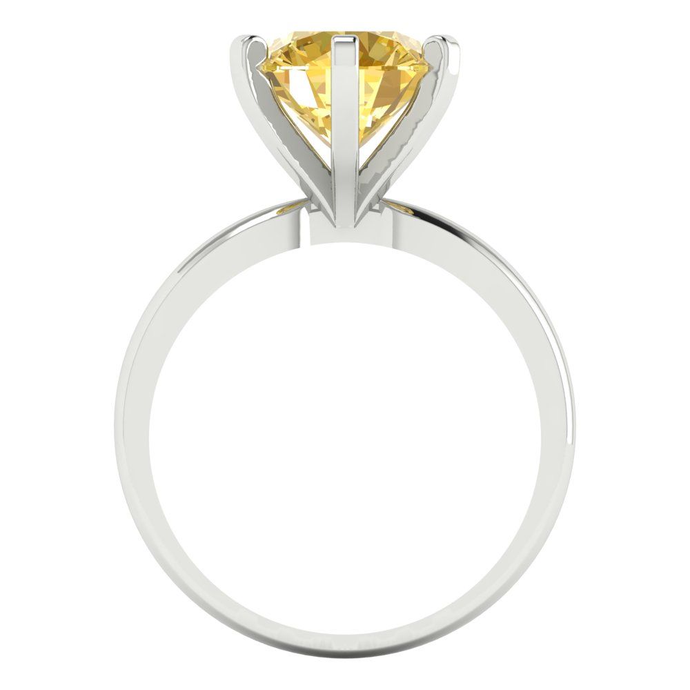3 cttw Natural Citrine Solitaire  Engagement Ring - Solid Gold (Round Cut,9mm)
