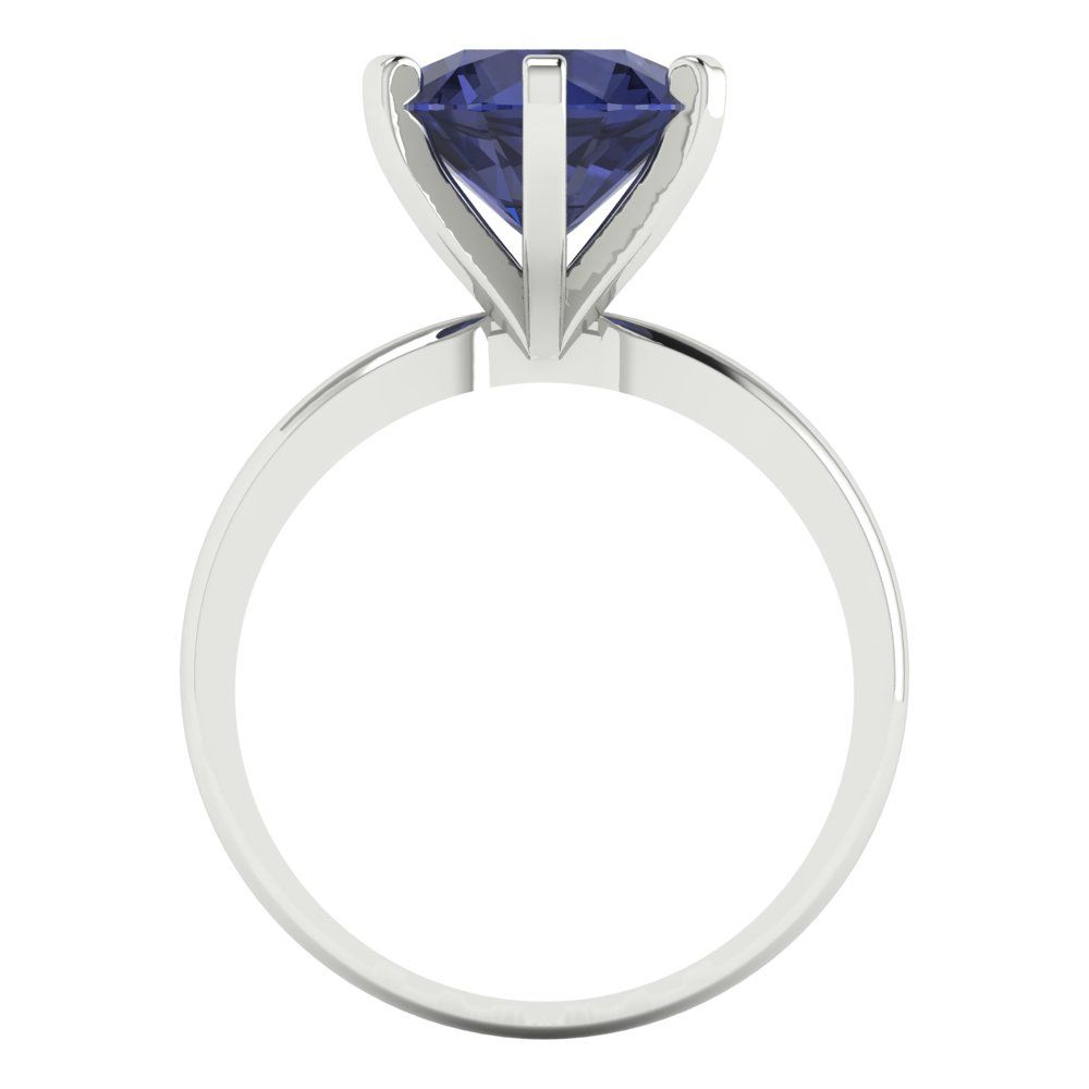 3 cttw Simulated Blue Sapphire Solitaire  Engagement Ring - Solid Gold (Round Cut,9mm)