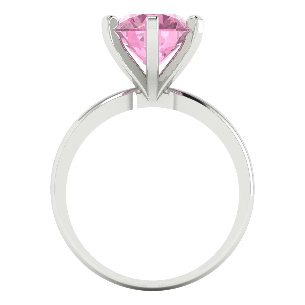 3 cttw Zirconia Simulated Pink Diamond Solitaire  Engagement Ring - Solid Gold (VVS1, Round Cut,9mm)