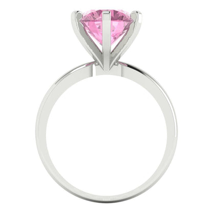 3 cttw Zirconia Simulated Pink Diamond Solitaire  Engagement Ring - Solid Gold (VVS1, Round Cut,9mm)