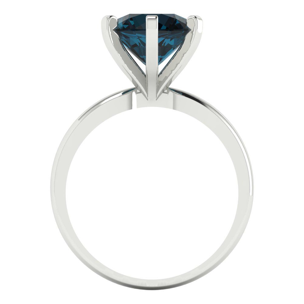 3 cttw Natural London Blue Topaz Solitaire  Engagement Ring - Solid Gold (Round Cut,9mm)