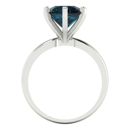 3 cttw Natural London Blue Topaz Solitaire  Engagement Ring - Solid Gold (Round Cut,9mm)
