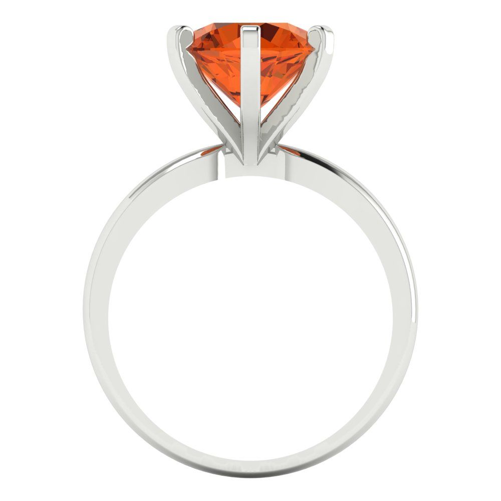 3 cttw Simulated Ruby Solitaire  Engagement Ring - Solid White Gold (VVS1, Round Cut,9mm)