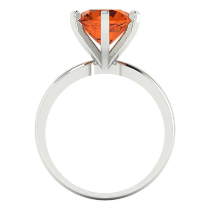 3 cttw Simulated Ruby Solitaire  Engagement Ring - Solid White Gold (VVS1, Round Cut,9mm)