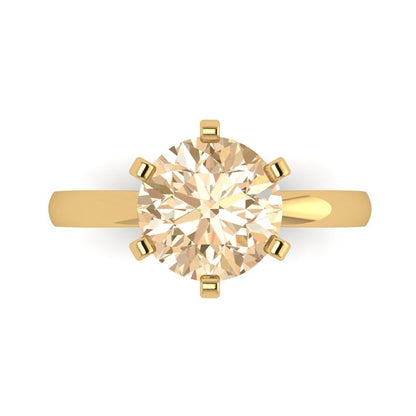 3 cttw Natural Morganite Solitaire  Engagement Ring - Solid Gold (Round Cut,9mm)